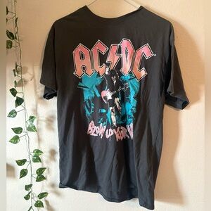 AC/DC Black Tee with Pink and Teal Graphics